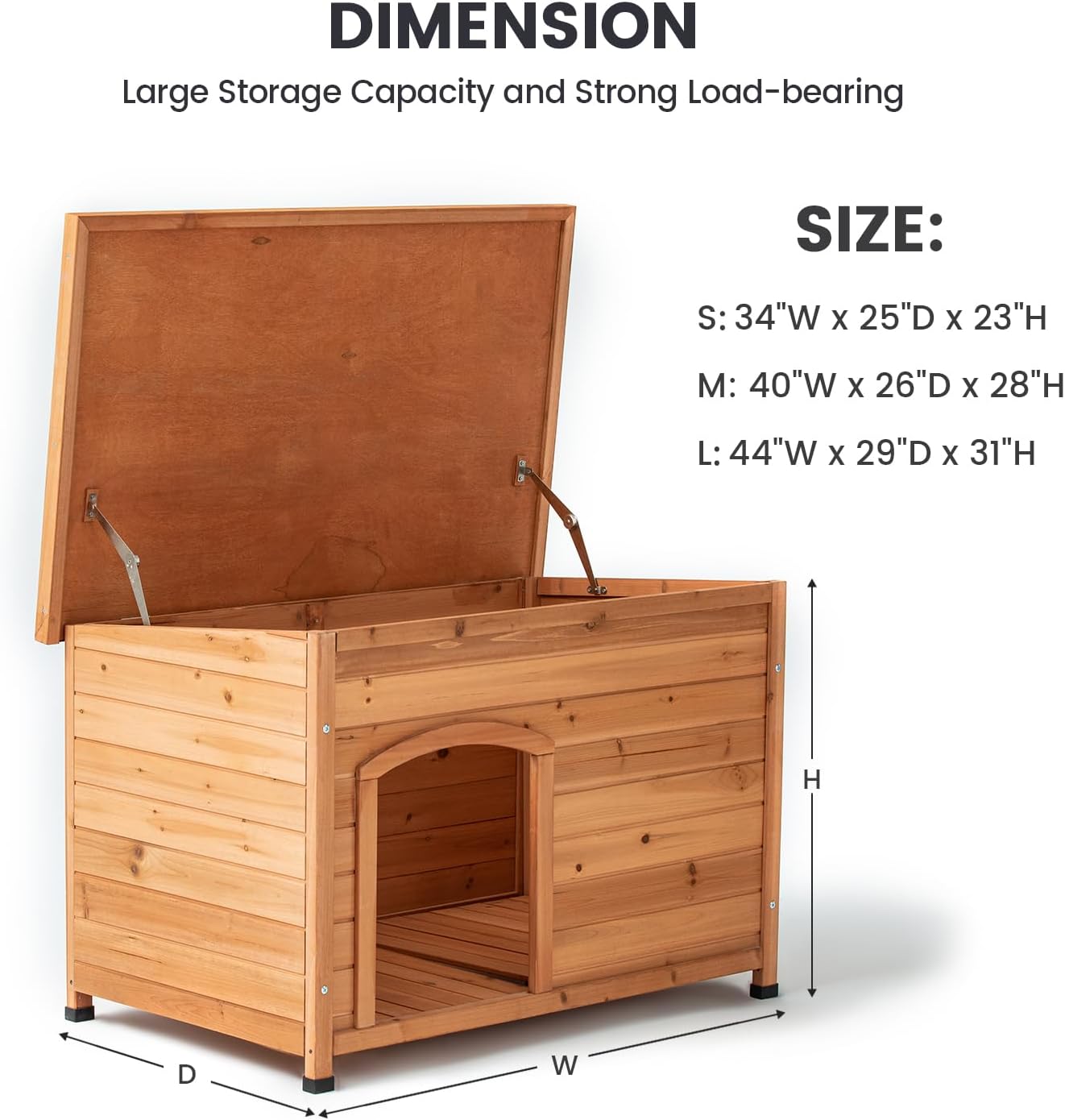 Outdoor Wooden Dog House Waterproof 34x25x23 for Small-Large Dogs