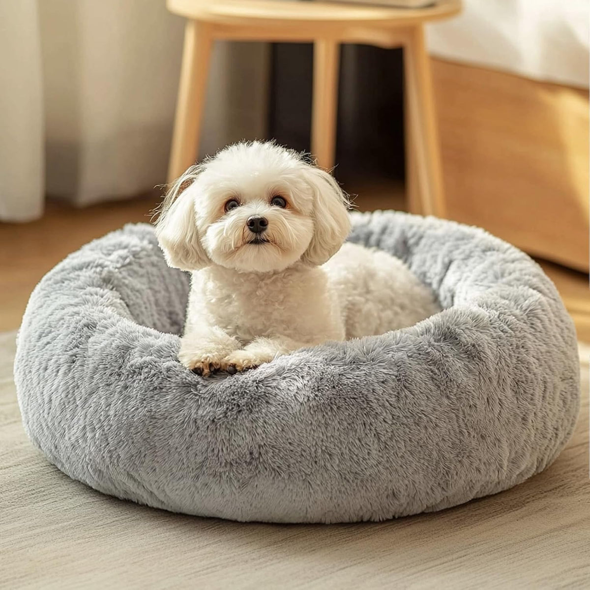 20" Fluffy Donut Calming Anti-Anxiety Pet Bed