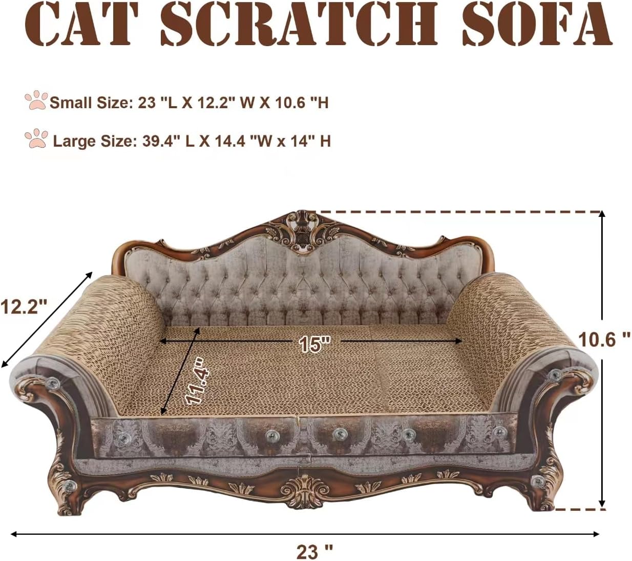 Sofa Shaped Cardboard Cat Scratcher Lounge 23x12.2x10.6