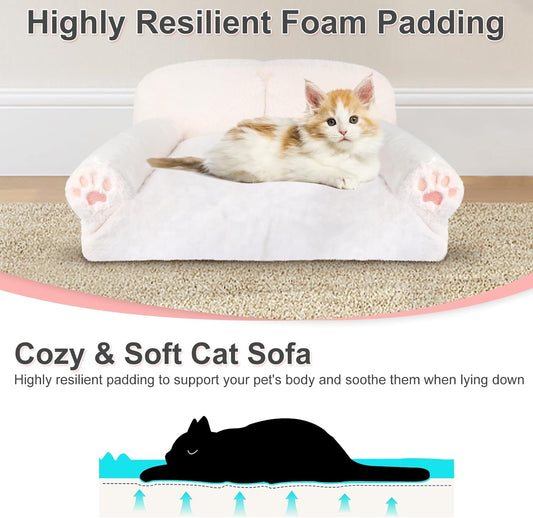 Fluffy Cat Couch Pet Bed with Removable Cover Non-Slip 25lbs