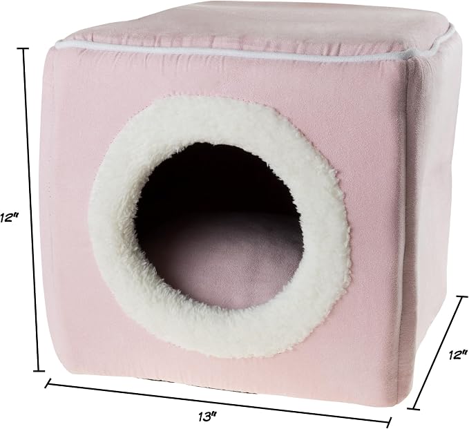 Pink Cat Cave Bed with Removable Foam Cushion