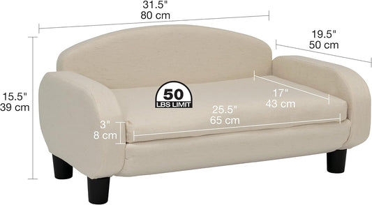 Espresso/Oatmeal Modern Low Back Pet Sofa 31.5" Removable Cover