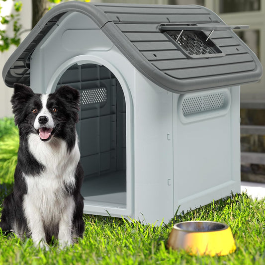 34.3" Foldable Plastic Dog House Waterproof Adjustable Top Window