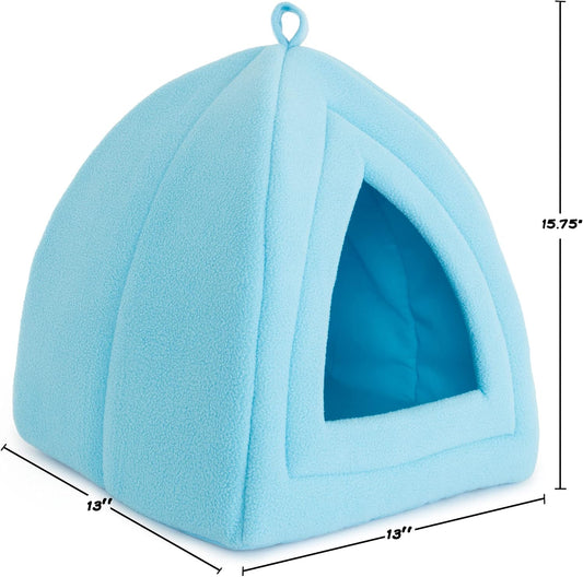 Blue Pet Tent Bed with Removable Foam Cushion