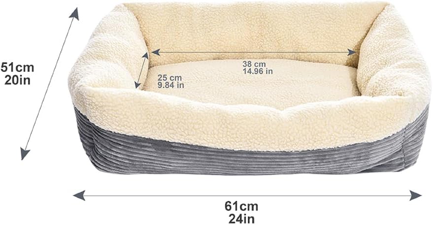 Grey 24" Rectangle Self-Warming Washable Pet Bed