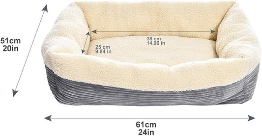 Grey 24" Rectangle Self-Warming Washable Pet Bed