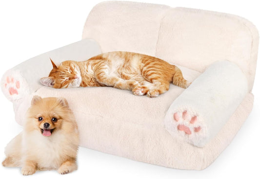 Fluffy Cat Couch Pet Bed with Removable Cover Non-Slip 25lbs