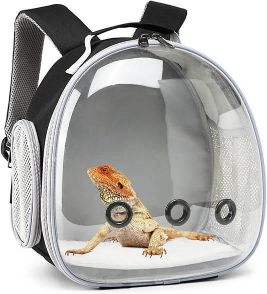 Black Small Animal Bubble Space Capsule Backpack Lizard
