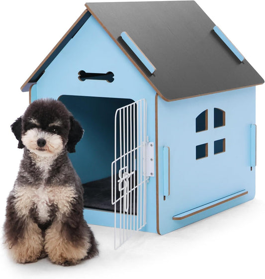 Cozy Wooden Small Indoor Dog House with Air Vents Elevated Floor