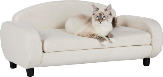 Espresso/Oatmeal Modern Low Back Pet Sofa 31.5" Removable Cover