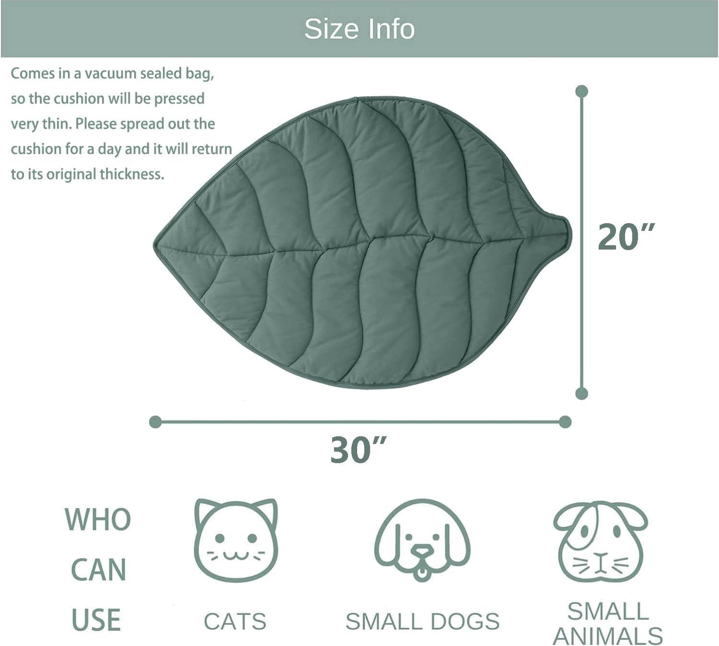 30x20 Leaf Shaped Cotton Warming Cat Bed Mat