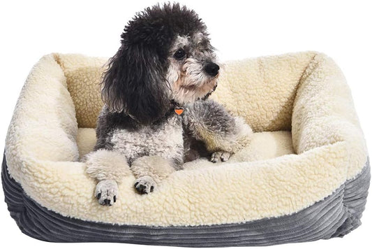 Grey 24" Rectangle Self-Warming Washable Pet Bed