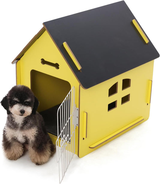 Cozy Wooden Small Indoor Cat Dog House with Air Vents Elevated Floor