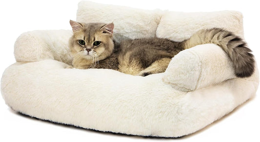 Large Beige Calming Cat Couch for Dogs Cats up to 18lbs