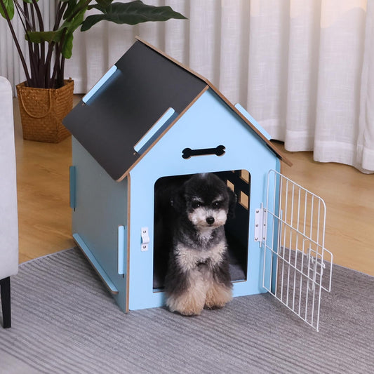 Cozy Wooden Small Indoor Dog House with Air Vents Elevated Floor