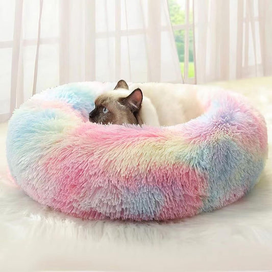 24" Washable Round Pet Bed Slip-Resistant Bottom