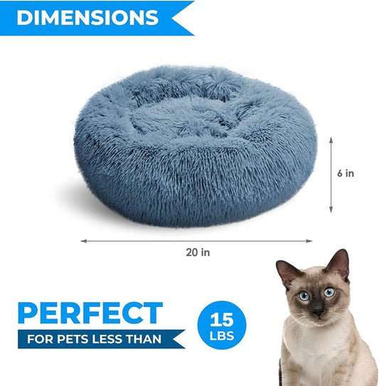 Washable Calming Cat Bed for Indoor Cats and Small Dogs Large