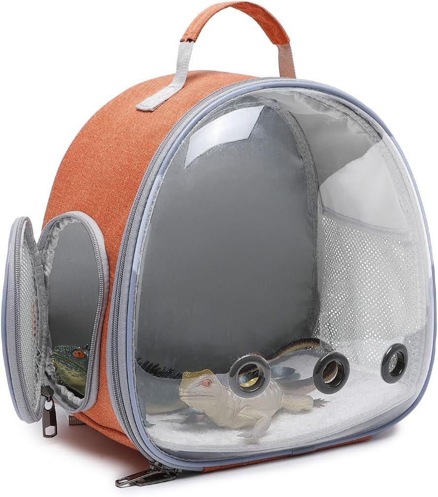 Orange Small Animal Bubble Backpack Carrier Lizard