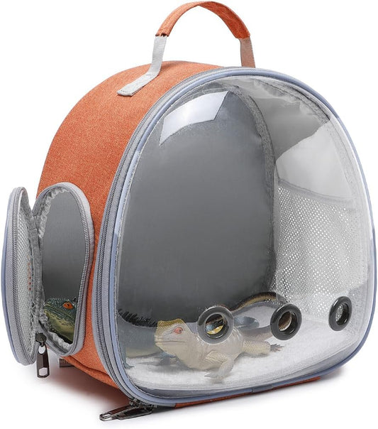 Orange Small Animal Bubble Backpack Carrier Lizard