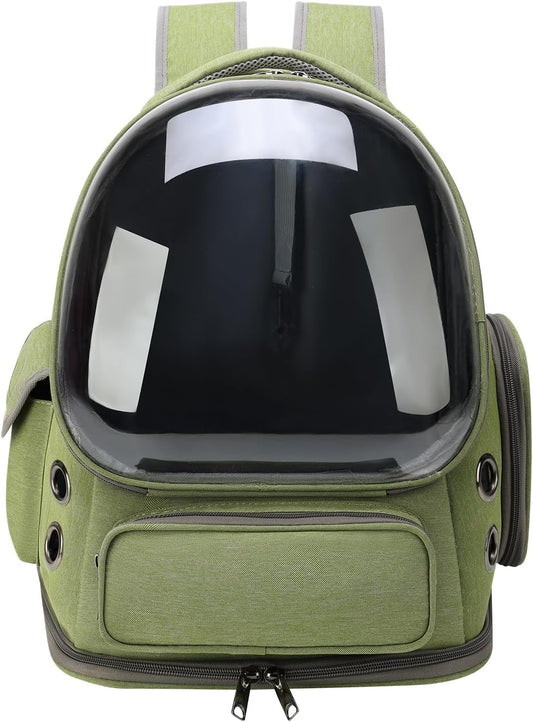 Green Breathable Cat Bubble Backpack Airline Approved Hiking