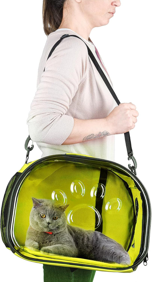 Yellow Pet Carrier Backpack Foldable Shoulder Strap Cats Puppies