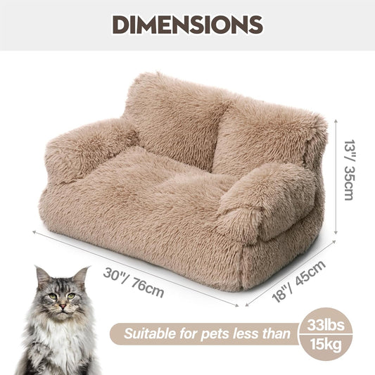 Brown Washable Calming Cat Couch Bed Anti-Slip