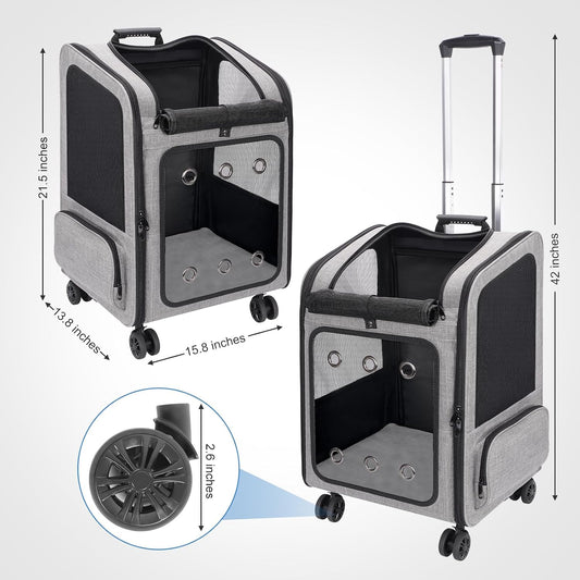 Extra Large Pet Carrier Backpack with Wheels under 30 lbs