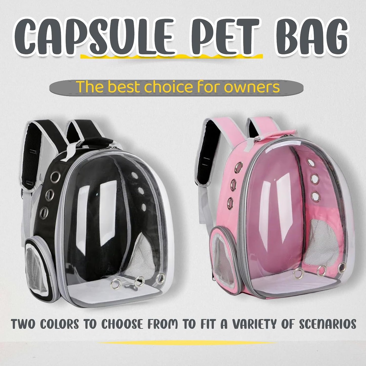 Black Transparent Spacecraft Backpack Carrier for Cats Dogs