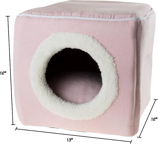 Pink Cat Cave Bed with Removable Foam Cushion