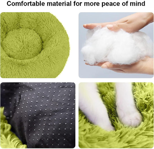 20" Washable Round Pet Bed with Slip-Resistant Bottom for Puppy Kitten