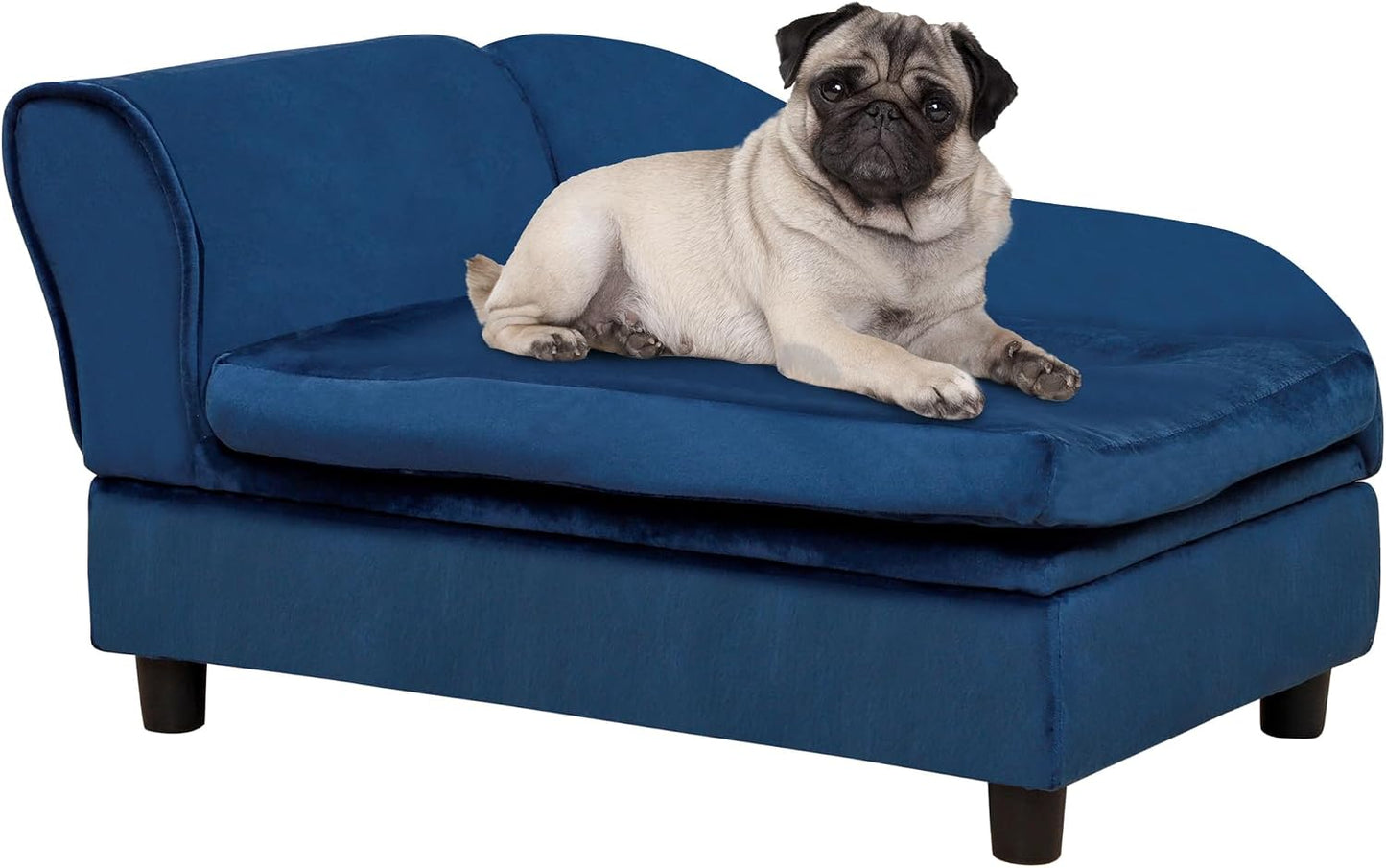 Blue Fancy Small Dog Sofa Bed with Hidden Storage 2" Foam