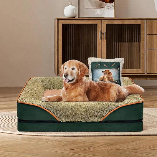 Green Large Orthopedic Dog Sofa Bed with Pillow 40x24x6.5
