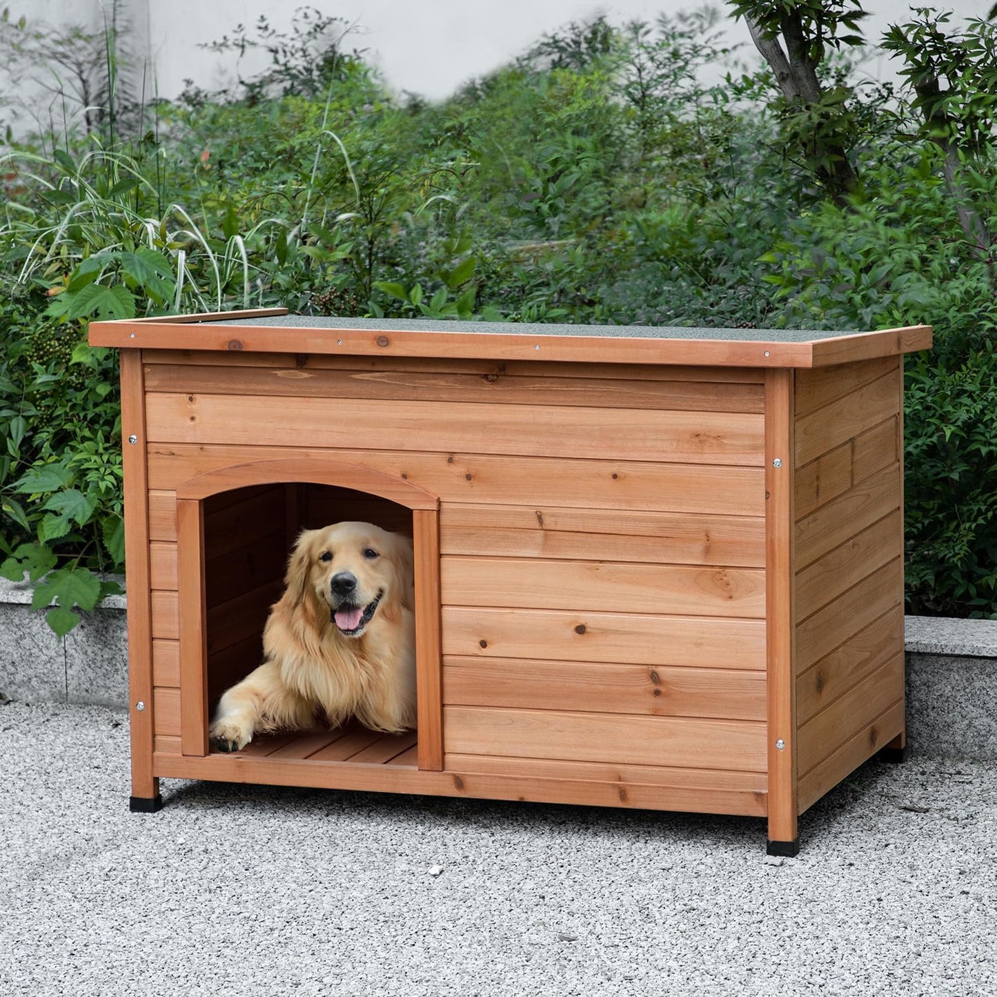 Outdoor Wooden Dog House Waterproof 34x25x23 for Small-Large Dogs