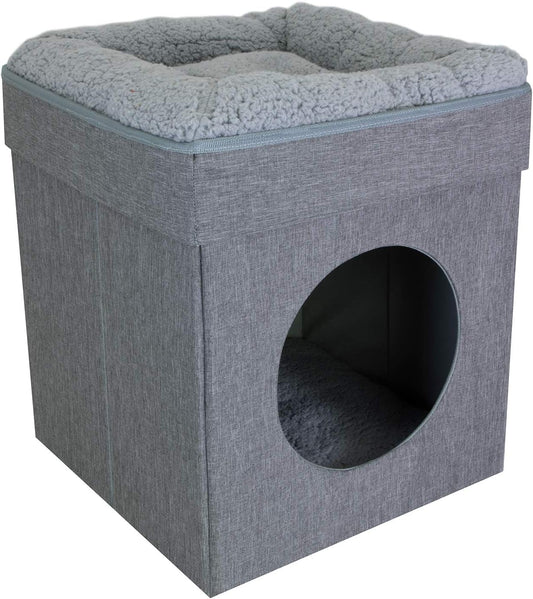 Large Stackable Cat Cube Condo with Scratcher