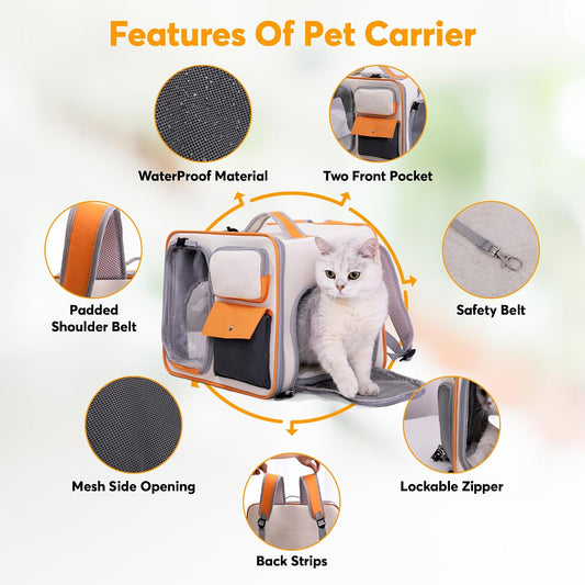 Soft Breathable Airline Approved Pet Carrier with Pockets Straps