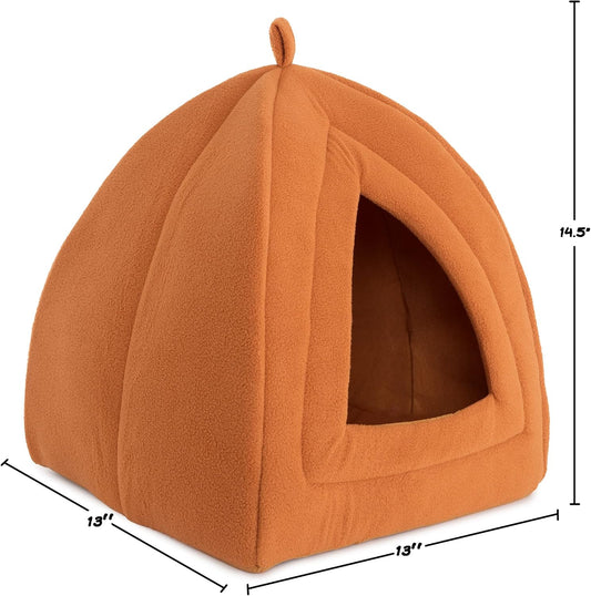 Brown Cat Tent Bed with Removable Foam Cushion