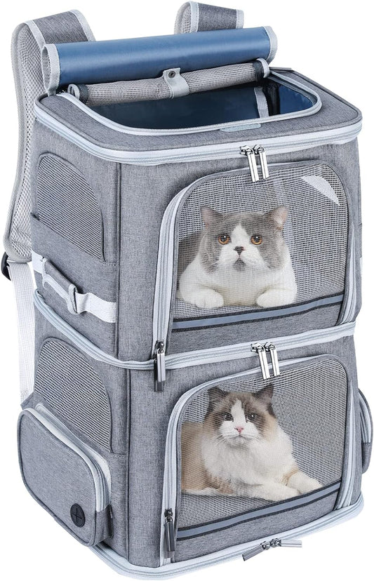 Double Compartment Pet Carrier Backpack for Two Cats or Dogs