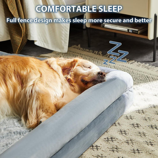 XL Washable Orthopedic Dog Sofa Bed with Bolster Sides Waterproof Cover