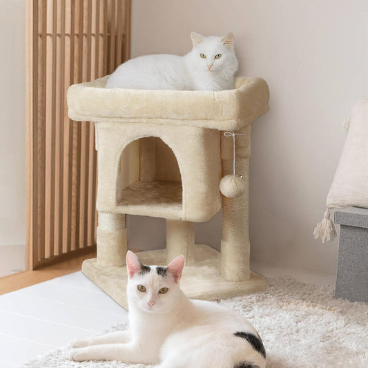 Beige 23.5" Cat Tree Tower with Sisal Scratching Posts