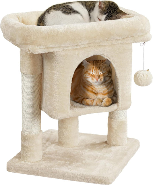 Beige 23.5" Cat Tree Tower with Sisal Scratching Posts
