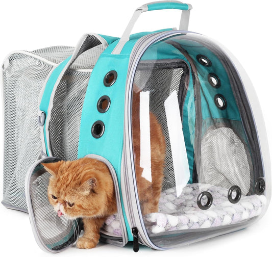Square Expandable Green Cat Carrier Bubble Backpack Airline Approved